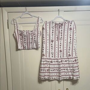 Joie White and Red Floral Two-Piece Set